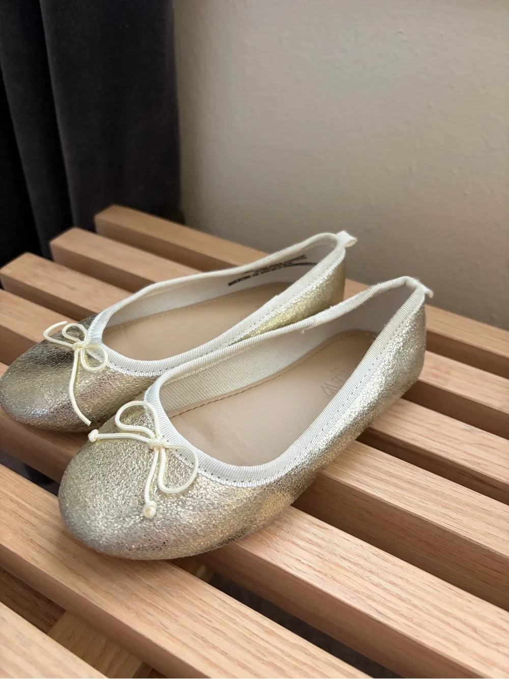 Kids Glitter Ballet Flats - Gold